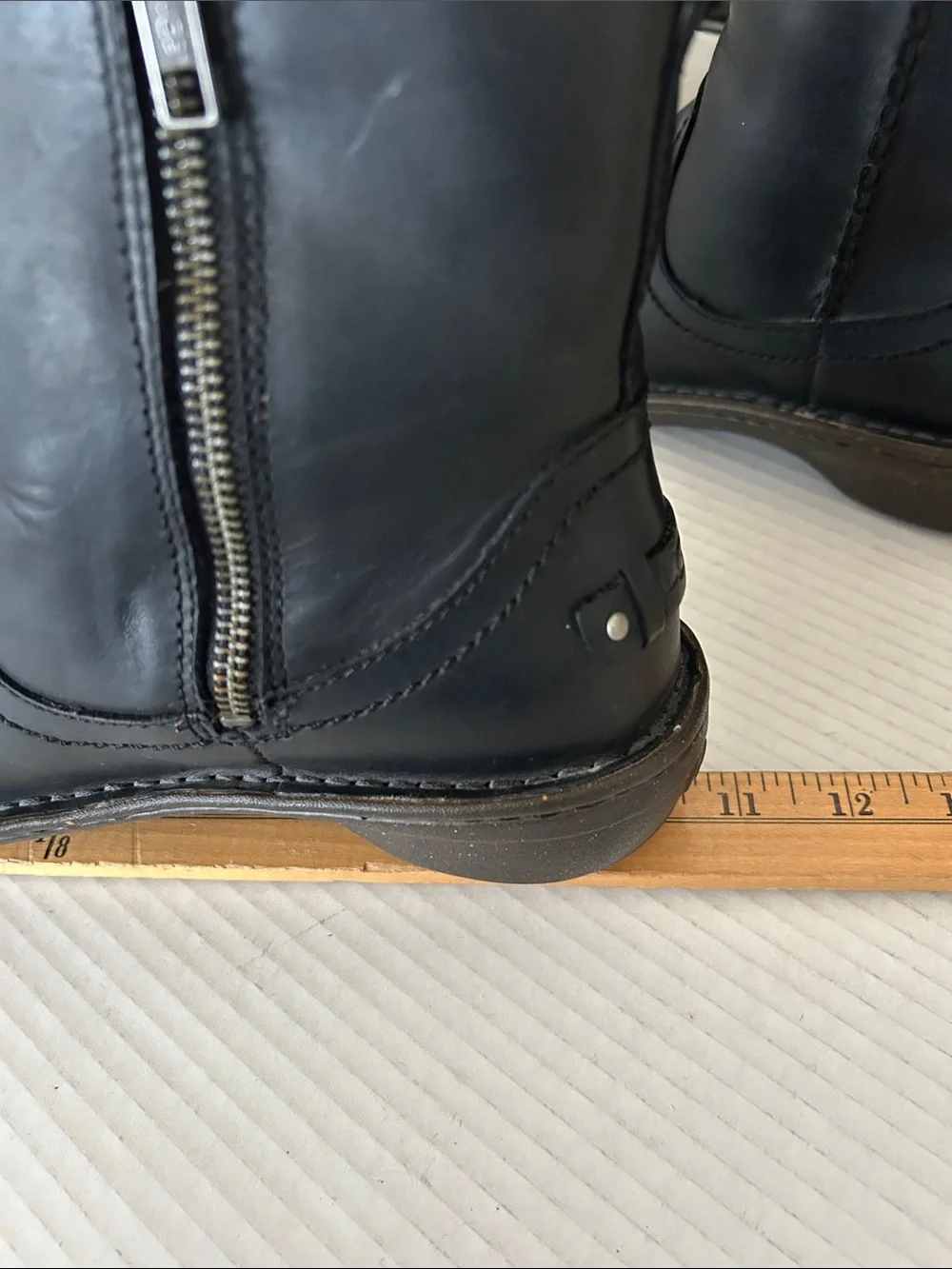 UGG Black Leather Pull-On Ankle Boots